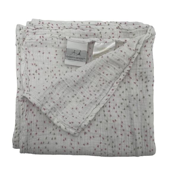 ADEN + ANAIS Baby Swaddle Blanket White Muslin Pink Gray Confetti Sleep Light - Picture 1 of 8